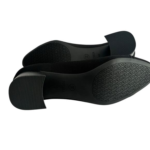 New VIVAIA Round Toe Chunky Heels Julie Pro 2.0 •40/ 9• Pumps Knit Black $189 - Picture 11 of 14